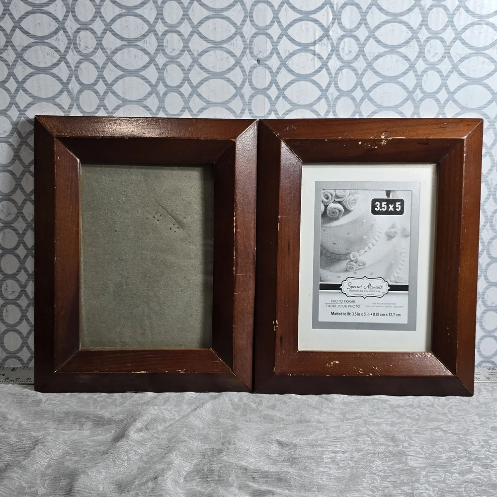 COMING SOON Set of 2 Solid Wood Photo Frames Rustic Brown Distressed Wide Frame